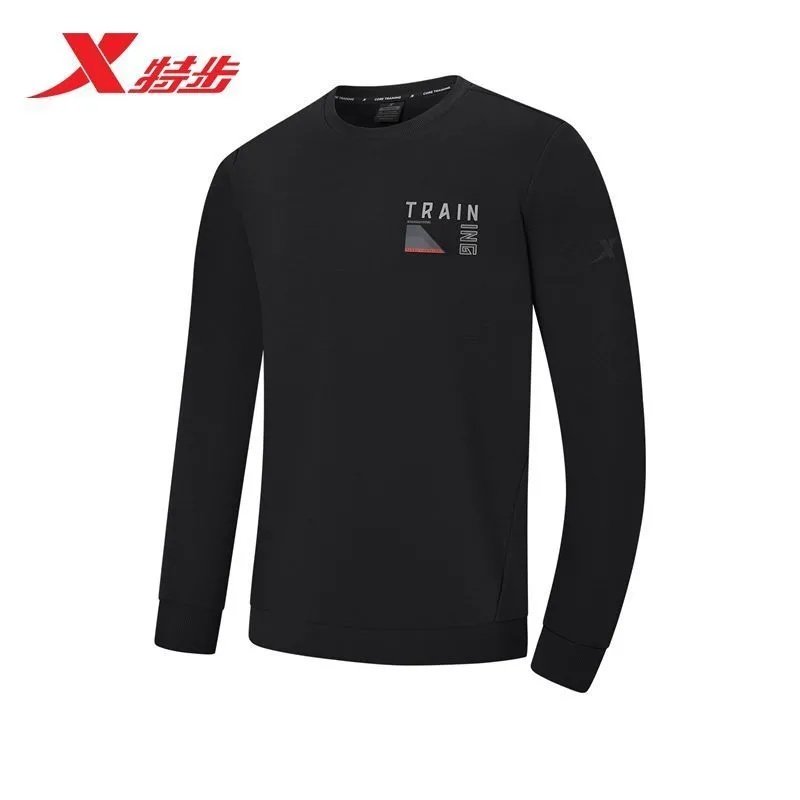 特步套头卫衣男款2025冬季新款加绒保暖运动针织上衣975429920017