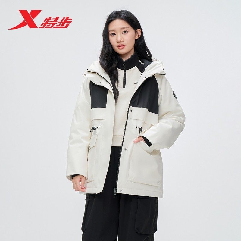 特步羽绒服女款工装2025冬季新款中长款连帽加厚外套运动羽绒服,运动服/休闲服装,运动羽绒服,淘宝优惠券,粉丝福利购,淘宝优惠卷