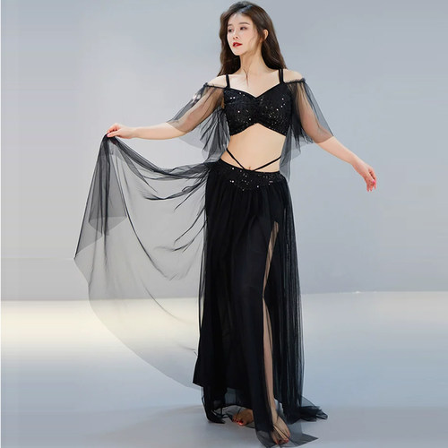 舞娘肚皮舞服装2026夏秋新款短袖练功服仙气网纱大摆裙练习班服女