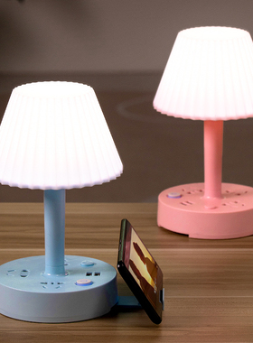 台灯学生宿舍学习专用护眼小夜灯多功能插座台灯卧室柔光床头灯