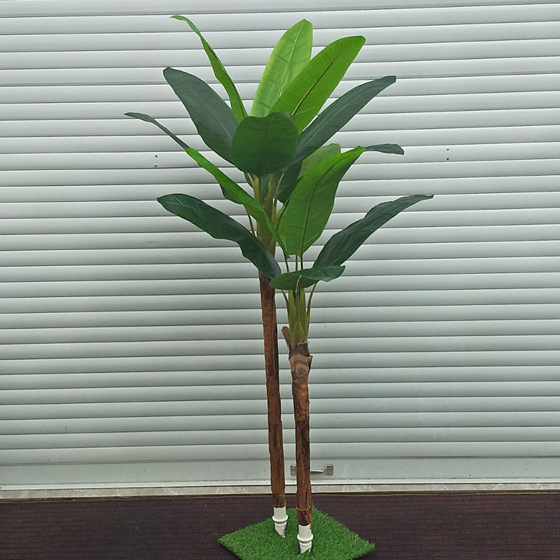 两杆香蕉树仿真树芭蕉树植物绿植盆栽客厅大叶绿色超市商场水果店