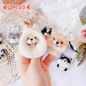 自制手工戳戳乐diy 羊毛毡材料包 柴犬泰迪二哈狗狗胸针送情侣