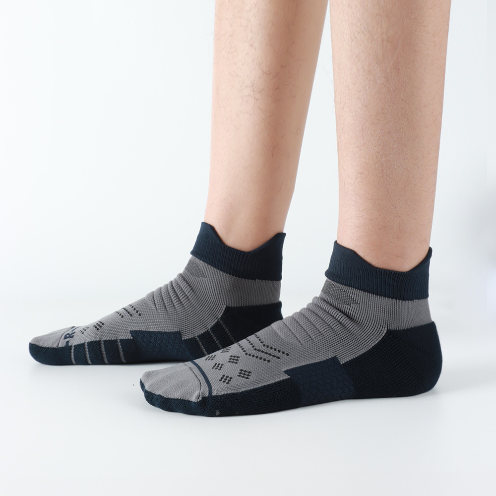 袜子男夏COOLMAX跑步袜抗菌吸汗防滑透气短筒压力袜毛巾底运动袜