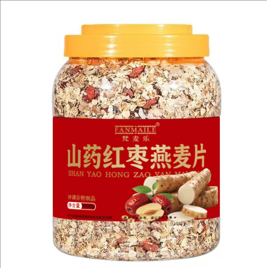山药红枣燕麦片大桶罐装免煮即食饱腹营养早餐代餐山药燕麦片