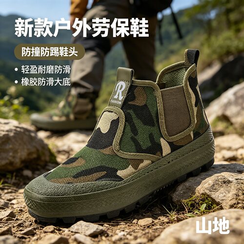 实心橡胶底春秋新款解放鞋一脚蹬