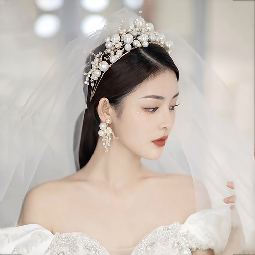 皇冠发箍水钻串珠日韩森系超仙美