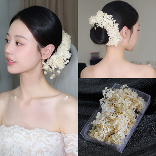 新娘头饰森系甜美小清新绣球永生花高级仙气头花朵婚纱造型发饰品