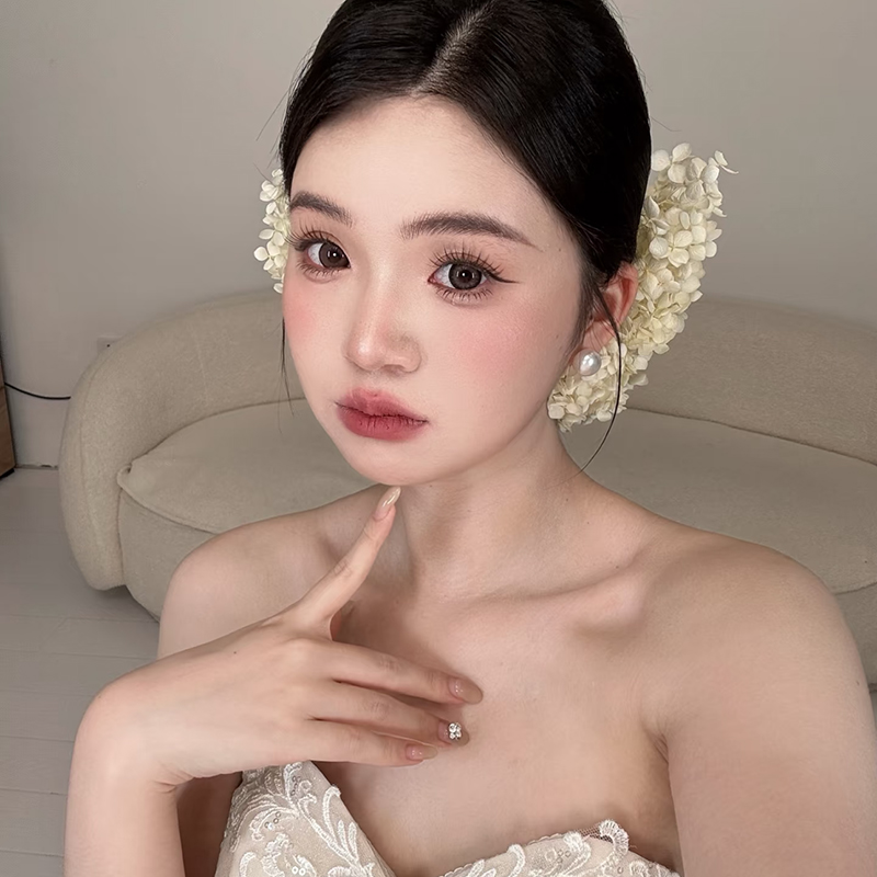 森系新娘绣球花头饰超仙简约