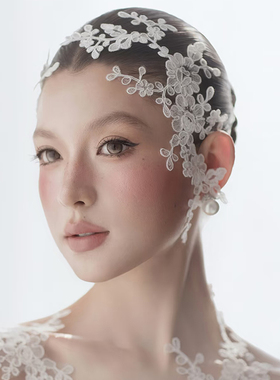 韩式饰品花朵对花新娘头饰蕾丝发饰气质超仙甜美礼服婚纱造型配饰