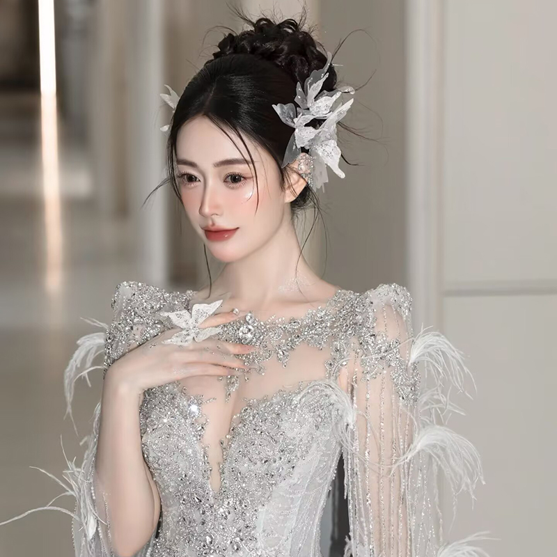 新款森系超仙娟纱蝴蝶发夹