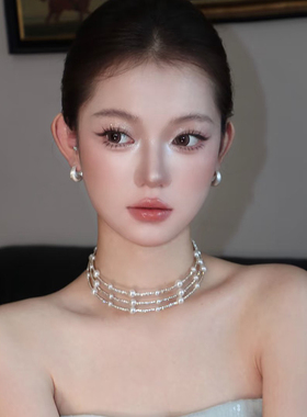 高级感多层珍珠项链锁骨链