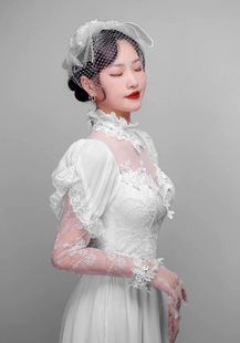出租留洋大小姐復古婚紗港風輕婚紗女超仙連衣裙個人藝術照攝