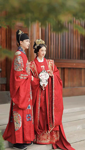 【出租】百鸟朝凤明制婚服金通缎大衫霞帔男女马面裙云河千色汉服