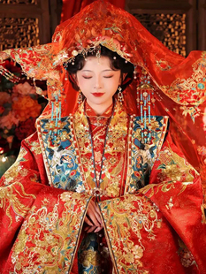 【出租】遇囍来金缕凤仪礼汉服婚服明制拖尾大袖衫盘金绣传统婚