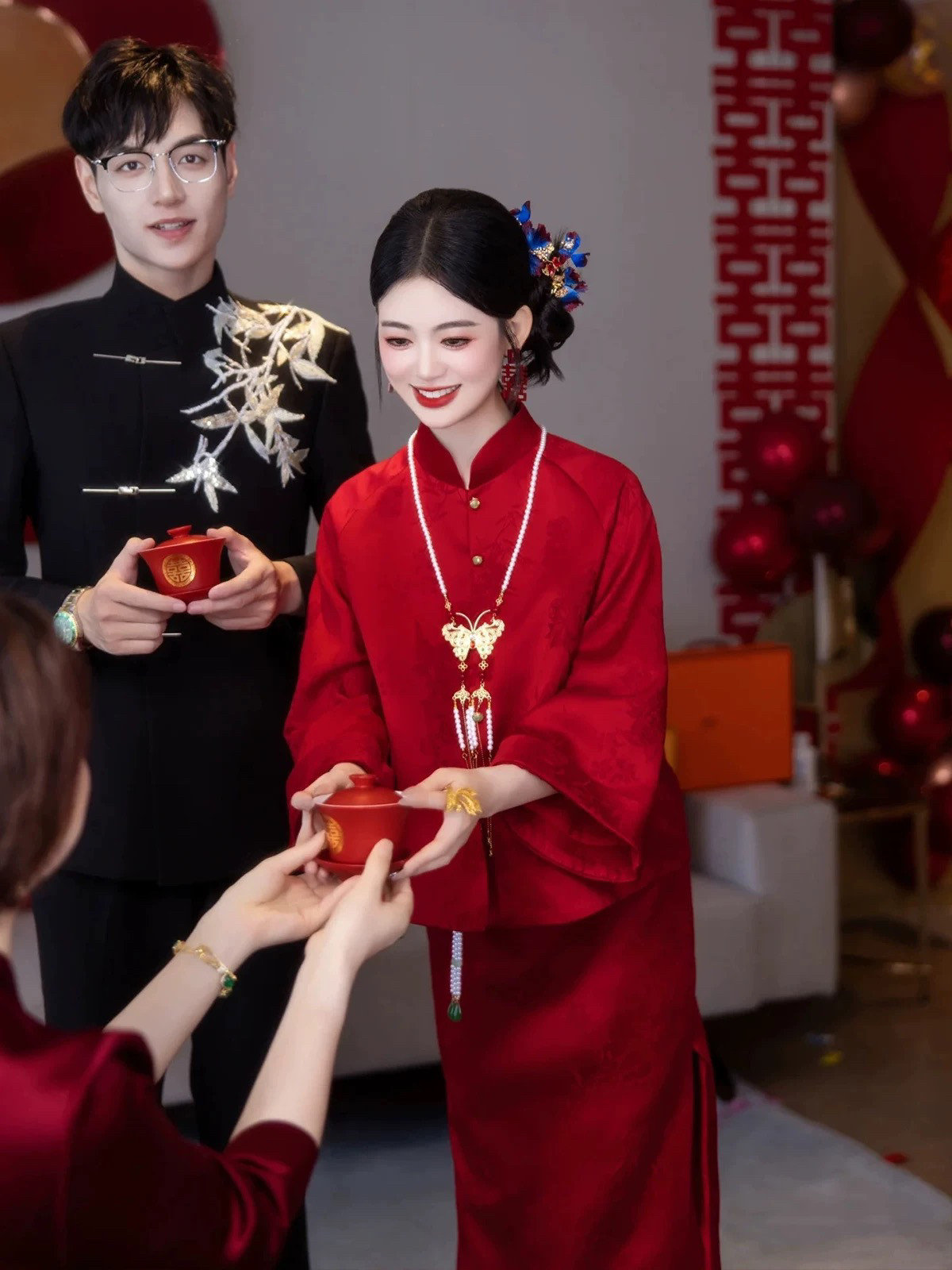 出租新中式旗袍敬酒服套装新款新旗袍