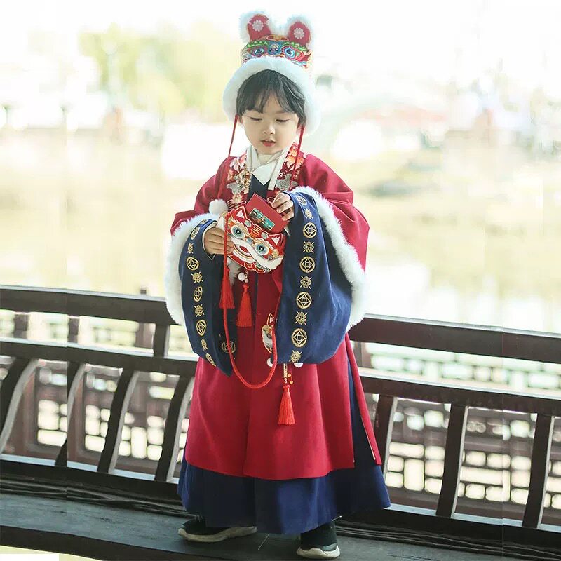 出租 冬季加绒男童明制儿童男孩男宝宝拜年服过年服汉服图片