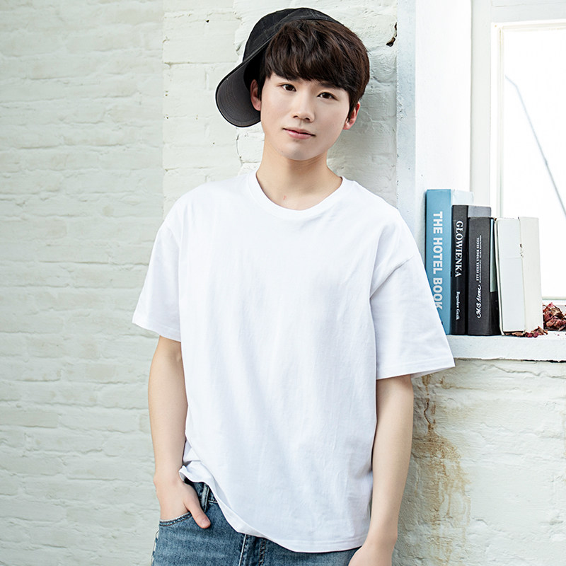 俞兆林夏季2020新款男士短袖t恤白色纯棉宽松体恤圆领半袖潮流ins