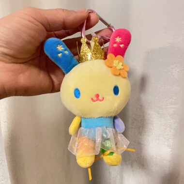 包邮 日本带回NIC正品三丽鸥usahana 花小兔爱心扣毛绒玩偶挂件