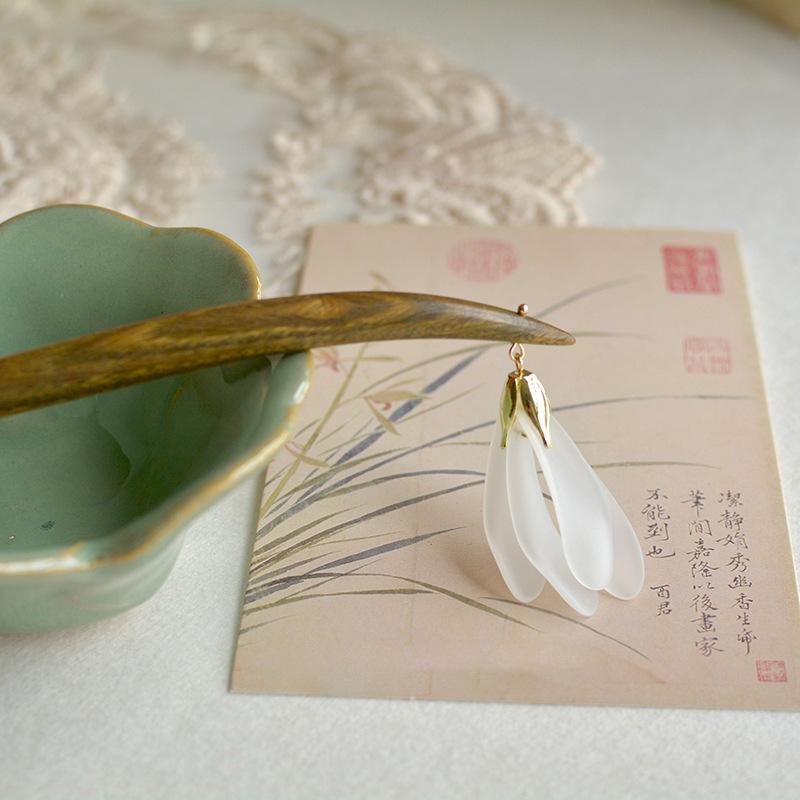 小清新树脂白玉兰花日常汉服简约百搭盘发簪子新中式促销
