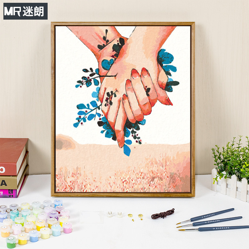 迷朗数字油彩画diy油画情侣手绘填色成人减压手工制作情人节礼物