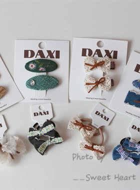 儿童发饰刺绣BB夹刘海夹蝴蝶结发绳小发圈