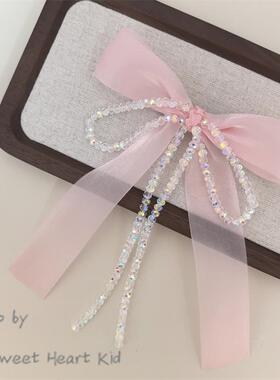 韩系儿童女童公主风飘带水晶流苏发夹生日表演舞台用