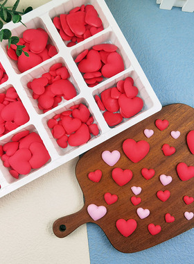 七夕插件情人节蛋糕装饰摆件心形巧克力爱心生日520红色立体食用