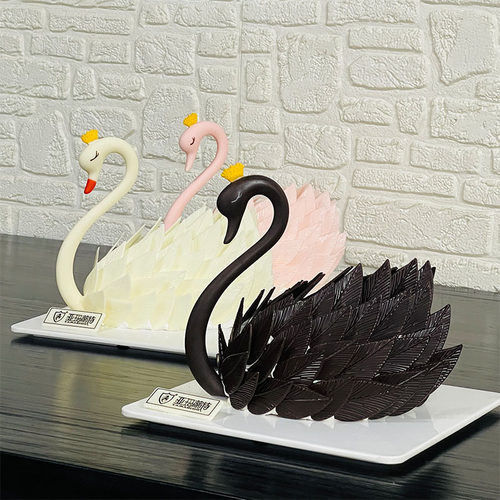 天鹅羽毛脖成品巧克力可食用黑白