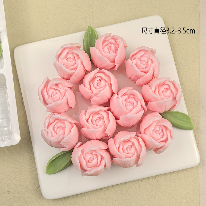 情人节郁金香蛋糕装饰巧克力玫瑰花女神母亲节可食用烘焙装扮插件