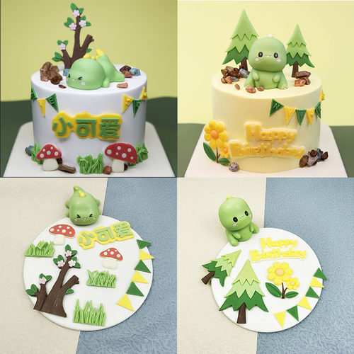 恐龙巧克力成品可食用生日蛋糕