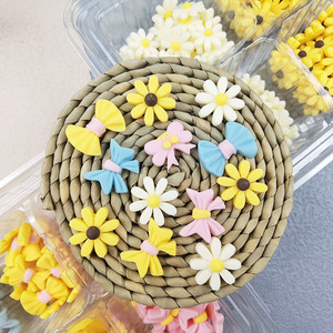 蝴蝶结小雏菊花彩色巧克力生日蛋糕装饰摆件儿童烘焙可食用甜品