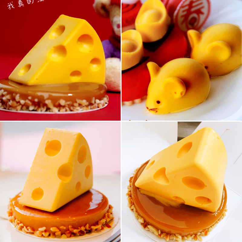 网红奶酪硅胶模具猫和老鼠芝士乳酪慕斯布丁巧克力夹心蛋糕甜品烘