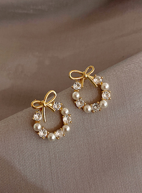 小巧蝴蝶结2025年新款潮耳环网红气质耳钉925纯银银针韩国耳饰