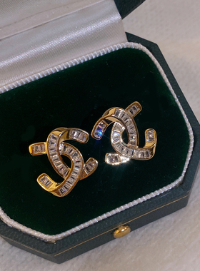 小香风双C耳环2025年新款潮高级感925银针耳钉韩国气质网红耳饰