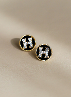 网红气质耳环女小众设计感H字母耳钉2025年新款潮韩国仿大牌耳饰