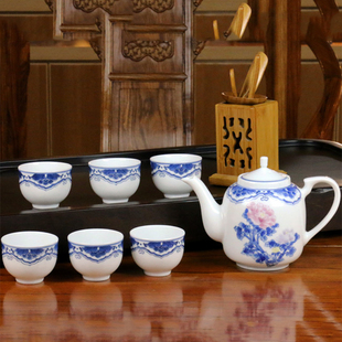 景德镇釉下五彩手绘家用茶具套装 红叶陶瓷 功夫茶壶茶杯金品陶