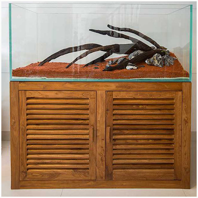 老榆实木客厅百叶门水族箱生态草缸水陆海水鱼缸底柜底架木架定做