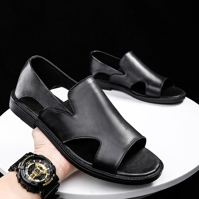 SANDALS MENS TIDE SUMMER LEATHER SUMMER WEAR DUAL-PURPOSE SOFT SOLE ANTI-SLIP 2024 NEW MENS SANDALS BEACH SHOES