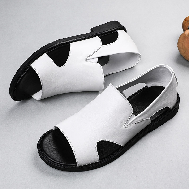 SANDALS MENS TIDE SUMMER LEATHER SUMMER WEAR DUAL-PURPOSE SOFT SOLE ANTI-SLIP 2024 NEW MENS SANDALS BEACH SHOES