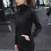 跑步瑜伽服上衣连帽 健身长袖 春秋帅气弹力运动外套修身 卫衣女韩版