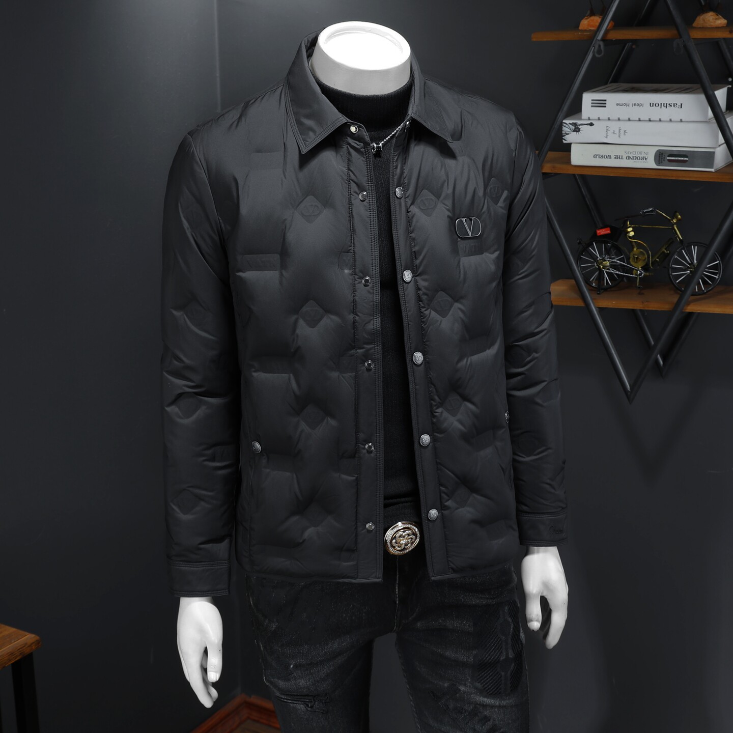 2025冬季新款90%白鸭绒翻领暗花羽绒服钱塘6011-6666P240假模,男装羽绒服,钱塘6011