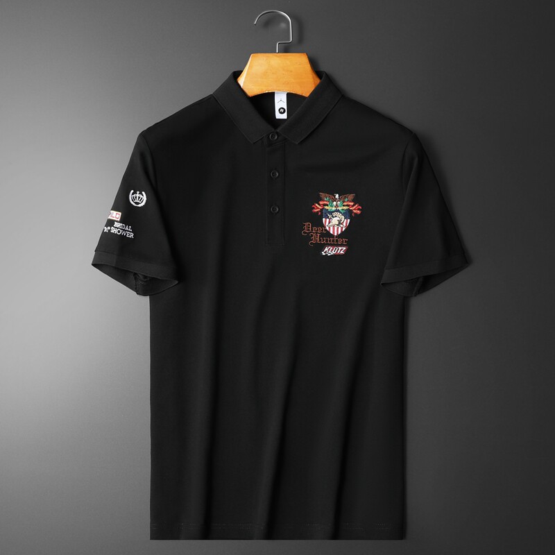 2022夏季新款短袖polo衫 钱塘 3021-2 8817 P70 平铺黑色图片