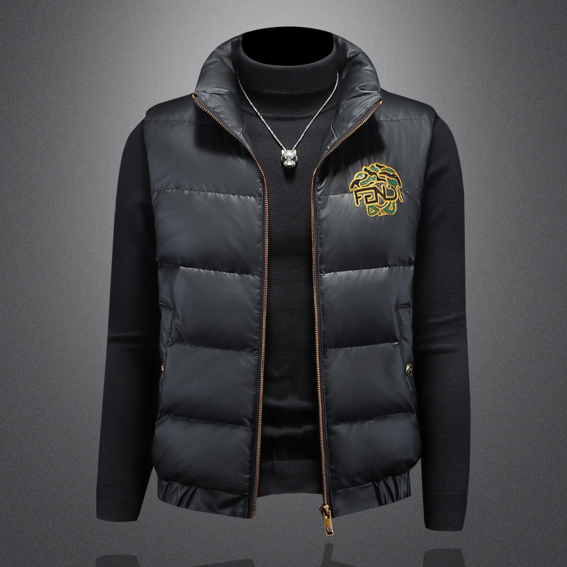 2025冬季新款90%白鸭绒羽绒马甲Y9952P295镂空黑，男装羽绒服，钱塘6011