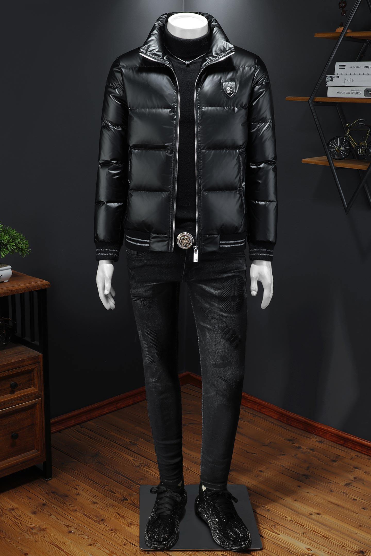 2025冬季新款90%白鸭绒立领亮面羽绒服钱塘6011-6636P320镂空,男装羽绒服,钱塘6011