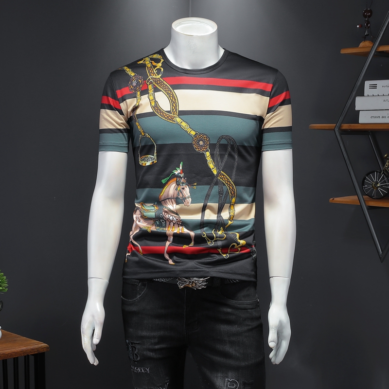 2022新款短袖T恤钱塘3021-23001P55假模黑色，男装T恤，钱塘6011