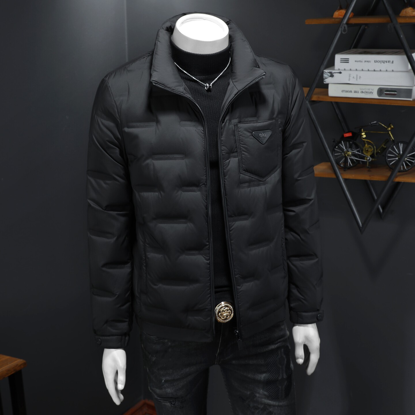 2025冬季新款90%白鸭绒翻领暗花羽绒服钱塘6011-6966P240假模,男装羽绒服,钱塘6011
