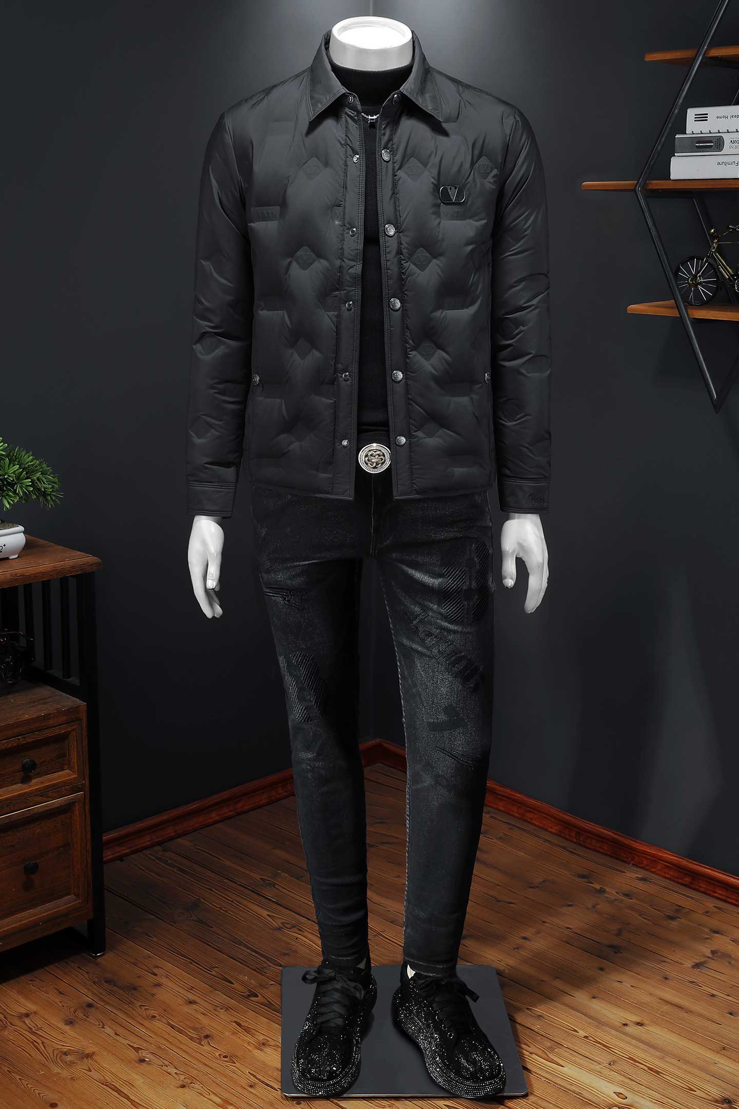 2025冬季新款90%白鸭绒翻领暗花羽绒服钱塘6011-6666P240镂空,男装羽绒服,钱塘6011