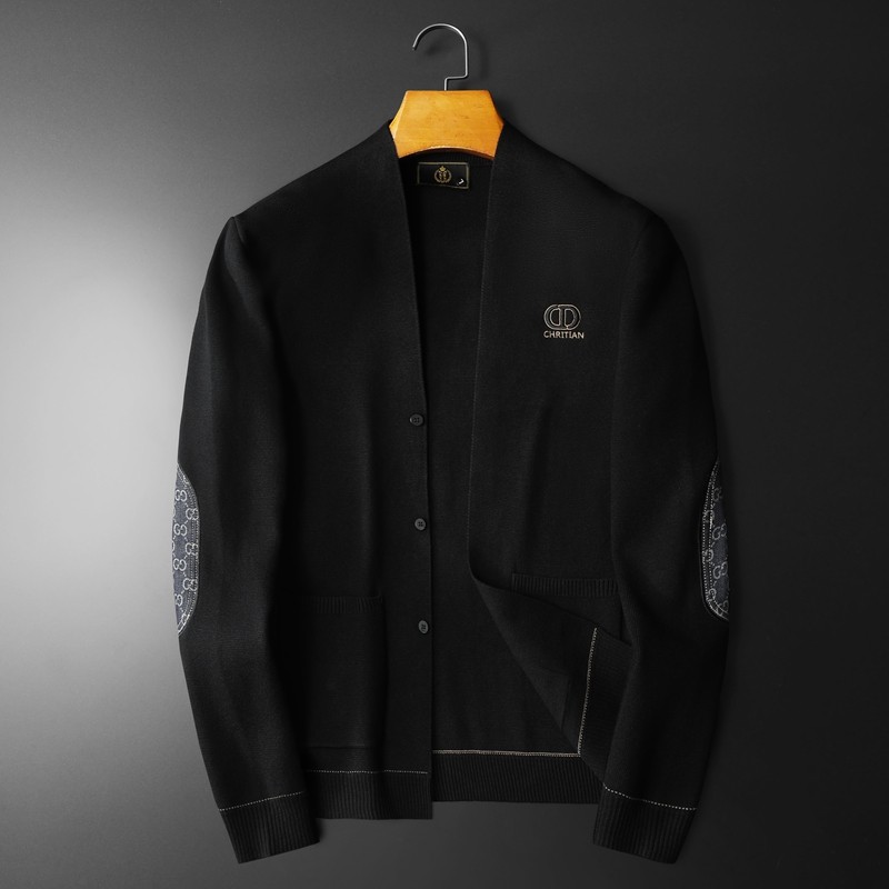 2022秋冬季新款针织夹克衫钱塘3021-222605P125平铺黑色，男装针织衫/毛衣，钱塘6011