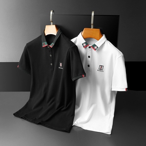 2021年夏季新款短袖polo衫 钱塘 3021-2 6213 P70 平铺黑色图片