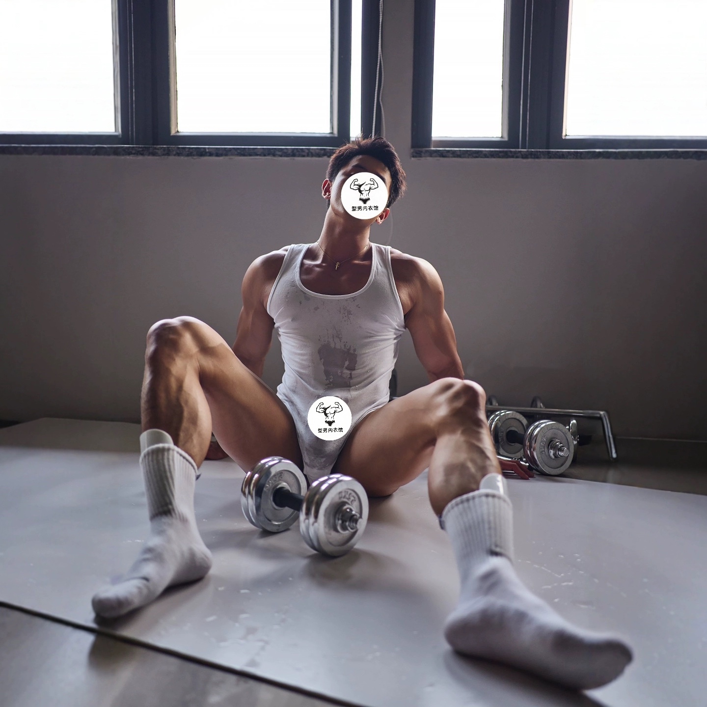 螺纹棉男士连体背心摔跤服